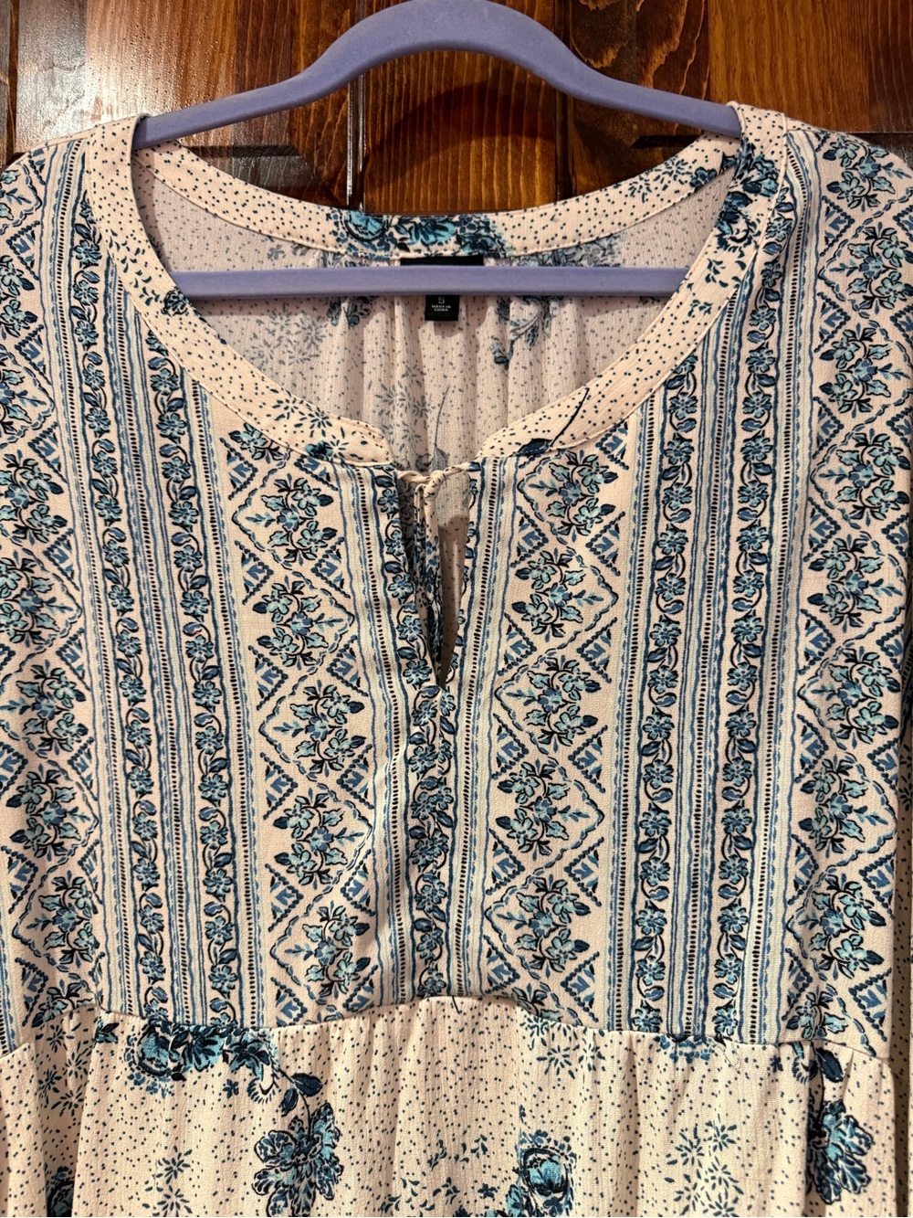 torrid Cream Blouse with Blue Floral Print - Picture 2 of 9